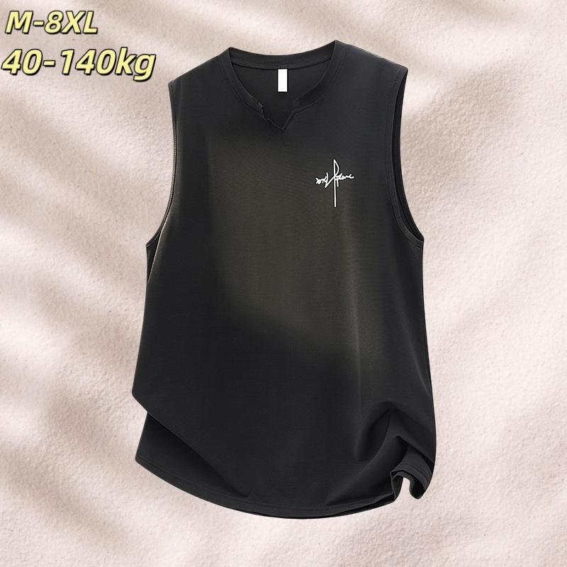 [M-8XL] 2026 Summer Mens Plus Size Vest Round Neck Loose Quick-Drying Breathable Sports Sleeve