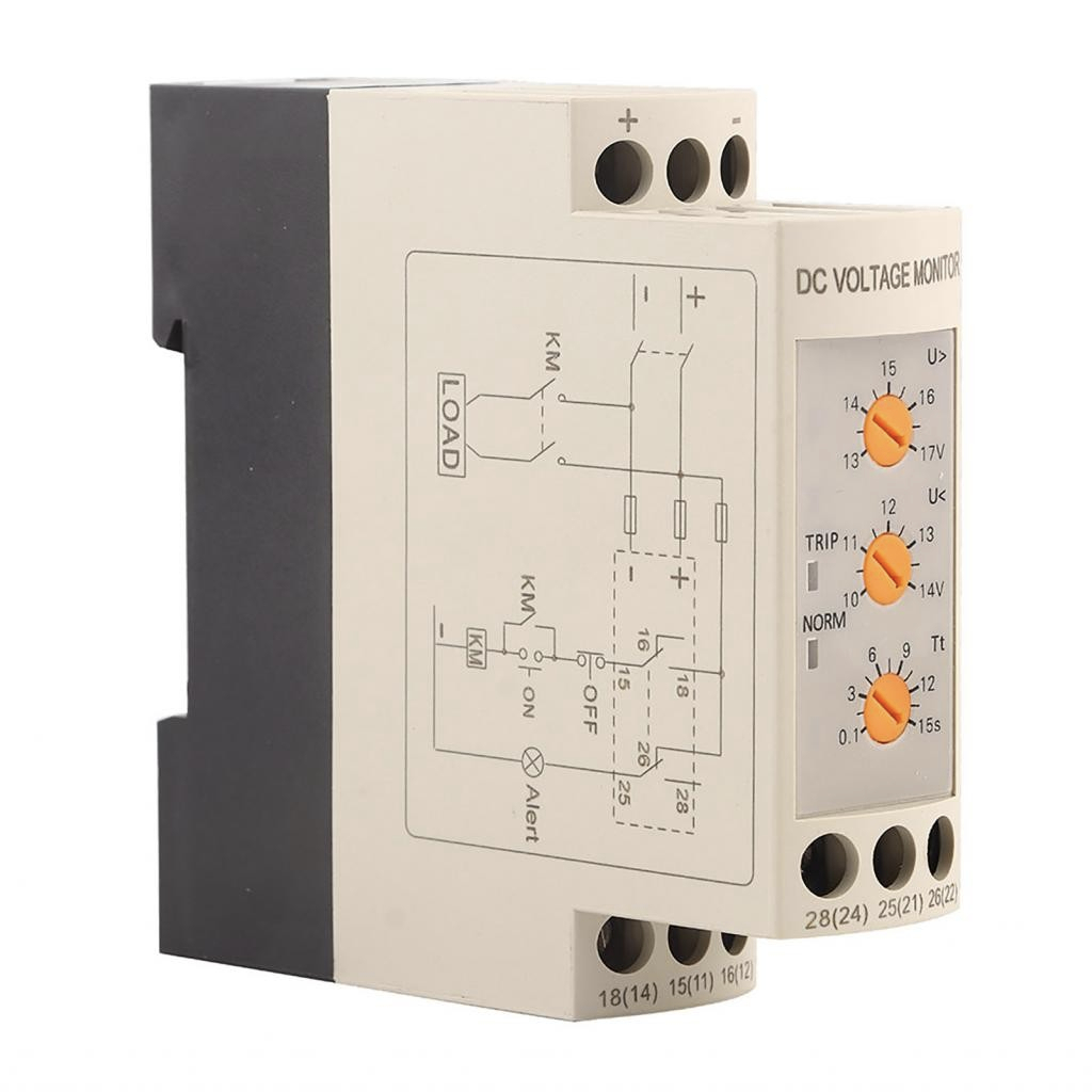 อุปกรณ์ป้องกันไฟตกไฟเกินกระแสตรงDC Voltage Monitoring DVRD-12/24/48 DC Over and Under Voltage Output Relay
