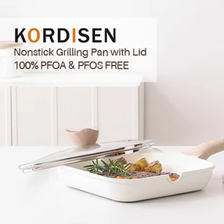 KORDISEN ครัวบ้านสีขาวนมคุณภาพสูงอลูมิเนียมสแควร์ไม่ติดตะแกรงตะแกรงออกแบบขนาด 9.5 / 11 นิ้วพร้อมฝาปิด