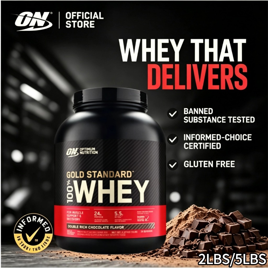 ON Gold Standard 100% Whey Protein Double Rich Chocolate 2lbs 5lbs - 24g โปรตีนสร้างกล้ามเนื้อแท้