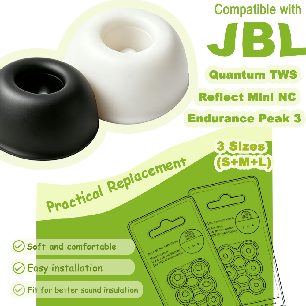 สําหรับ JBL Endurance Peak 3/Quantum TWS/Reflect Mini NC จุกหูฟังซิลิโคนอ่อนนุ่ม S/M/L