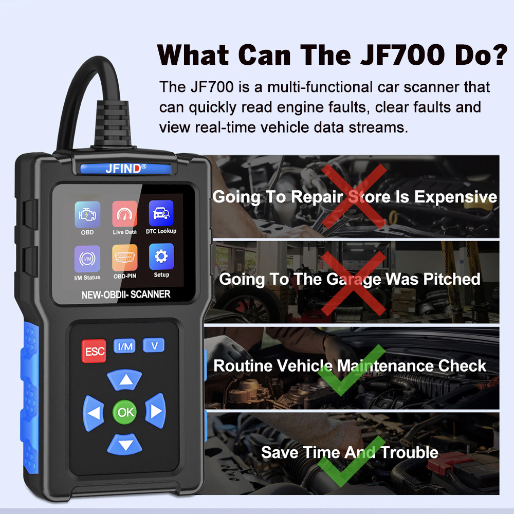 เครื่องสแกน OBD2 JF700 ล้างไฟเตือน รถยนต์ มอเตอร์ไซค์