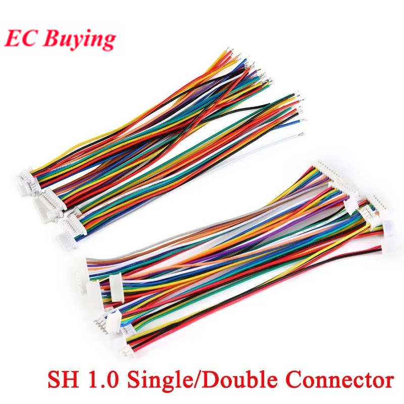 5PCS SH 1.0 สายไฟ DIY SH1.0 JST 2/3/4/5/6/7/8/9/10 Pin สายอิเล็กทรอนิกส์เดี่ยว Double Terminal ปลั๊ก 28AWG 10 ซม.