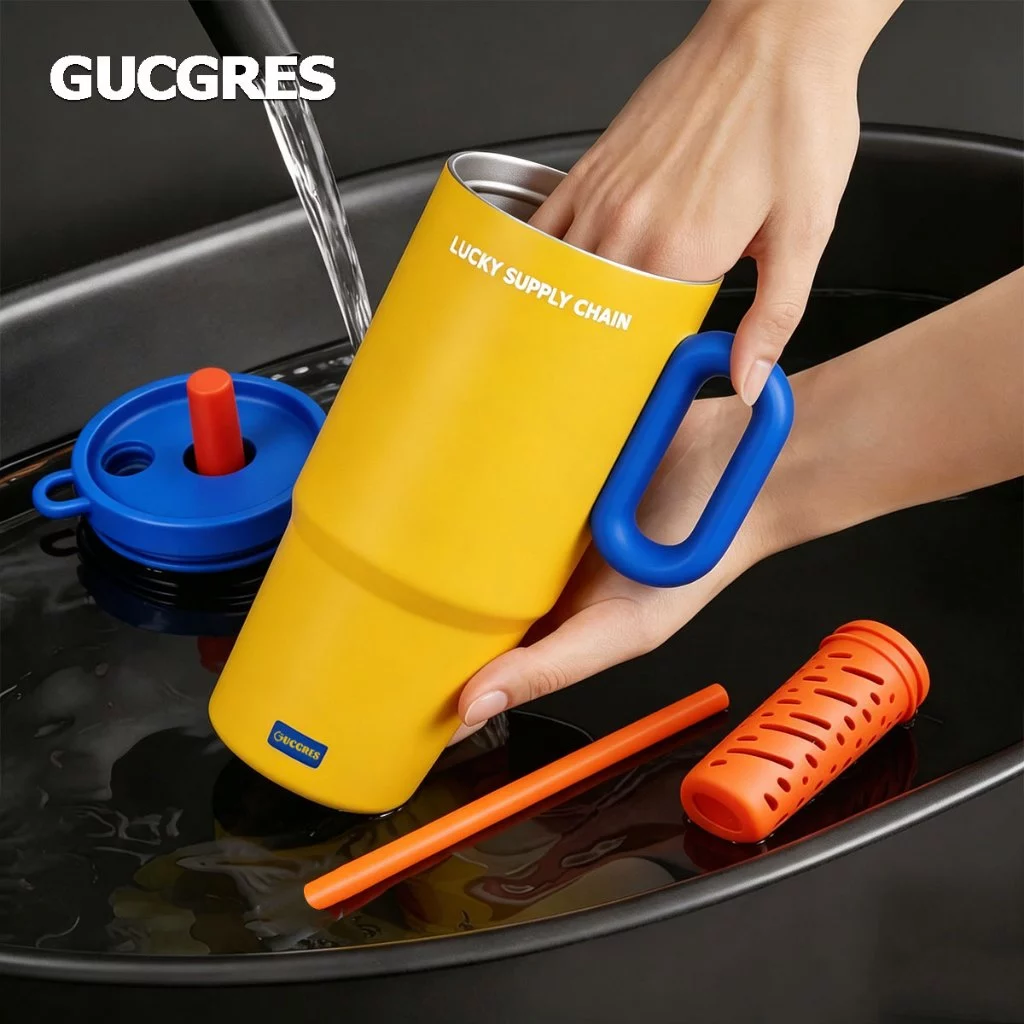 GUCGRES(720ml/24oz)แก้วเก็บความเย็นสแตนเลส เก็บความร้อนและเย็นได้ เคลือบเซรามิกภายใน มาพร้อมหูจับและหลอดดูดน้ำ thumbnail 10
