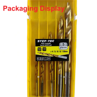 ชุด ดอกสว่าน 5pcs เหล็ก HSS StepDrill ผสมโคบอลต์ M35 เจาะสแตนเลสได้ เหล็กแม่พิมพ์ ดอกเล็ก-ใหญ่ ขนาด 4-10 มม. 5 ดอกต่อชุด