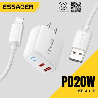 Essager 20W+A-C ชุดชาร์จ ชิปอัจฉริยะสําหรับระบายความร้อนอย่างรวดเร็ว Dual-Port A+C