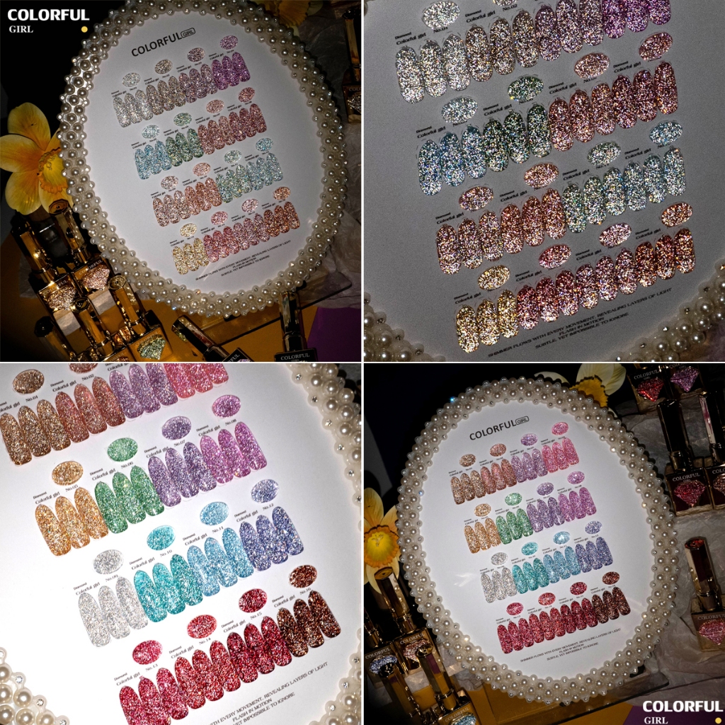 COLORFUL GIRL สีเจลแฟลช Diamond Flash Gel A-16 สี ✨ ฟีลดาวประกายเพชร｜วิ้งวาวแบบเพชรสุดหรู｜blingbling สูงสุด 💎 (ตกแต่งเพชรบนตัวขวด｜พร้อมใช้งาน ทามาให้แล้ว)