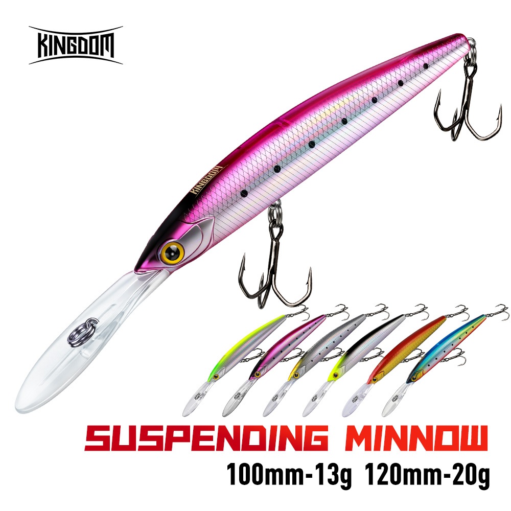 KINGDOM SNAKE SHADE Suspending Minnow Lure 13g/20g Long Cast ดําน้ําลึก Hard เหยื่อ Rattle Anti-Snagging เหยื่อประดิษฐ์สําหรับปลากะพงน้ําจืดน้ําเค็ม Fishing Tackle