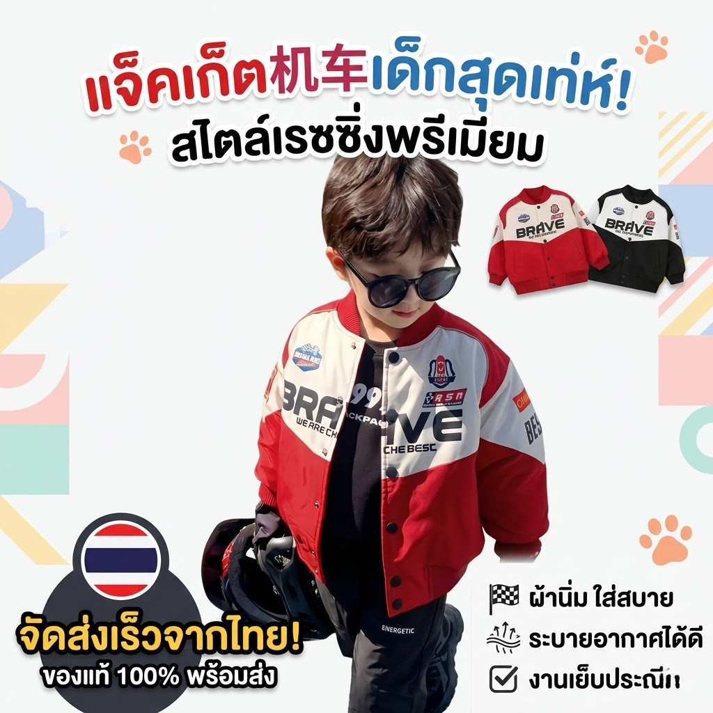 ออรพาร์ด ทซ เสื้อเบสบอลเด็กชายและเด็กหญิง สีแดงสไตล์ตะวันตก เหมาะสำหรับฤดูใบไม้ผลิ