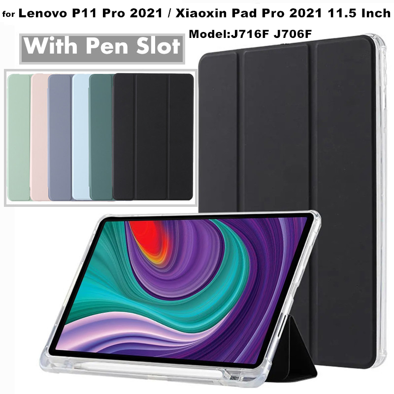 สําหรับLenovo P11 Pro 2021 J716F J706F 11.5 นิ้วสมาร์ทหนังกรณีปากกาสําหรับXiaoxin Pad Pro 11.5 2021