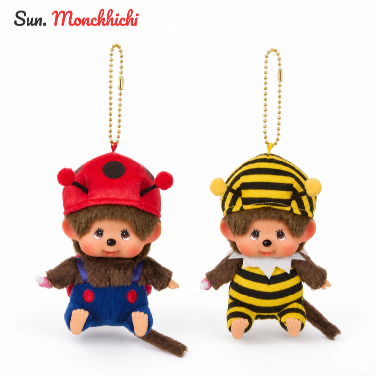 【ขายร้อน ❤️ ‍🔥】 Monchhichi Keychain Big Head Lady Bug / Honey Bee