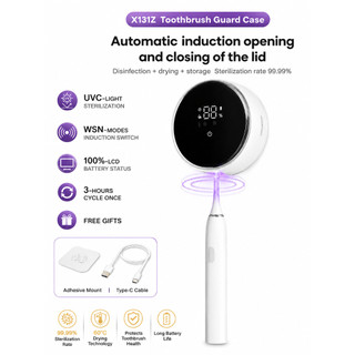 【SG Seller】UV Automatic Toothbrush Sterilizer USB Rechargeable Auto Inductive Open Close Cover Wall Mounted Toothbrush Holder Toothbrush Guard Case
