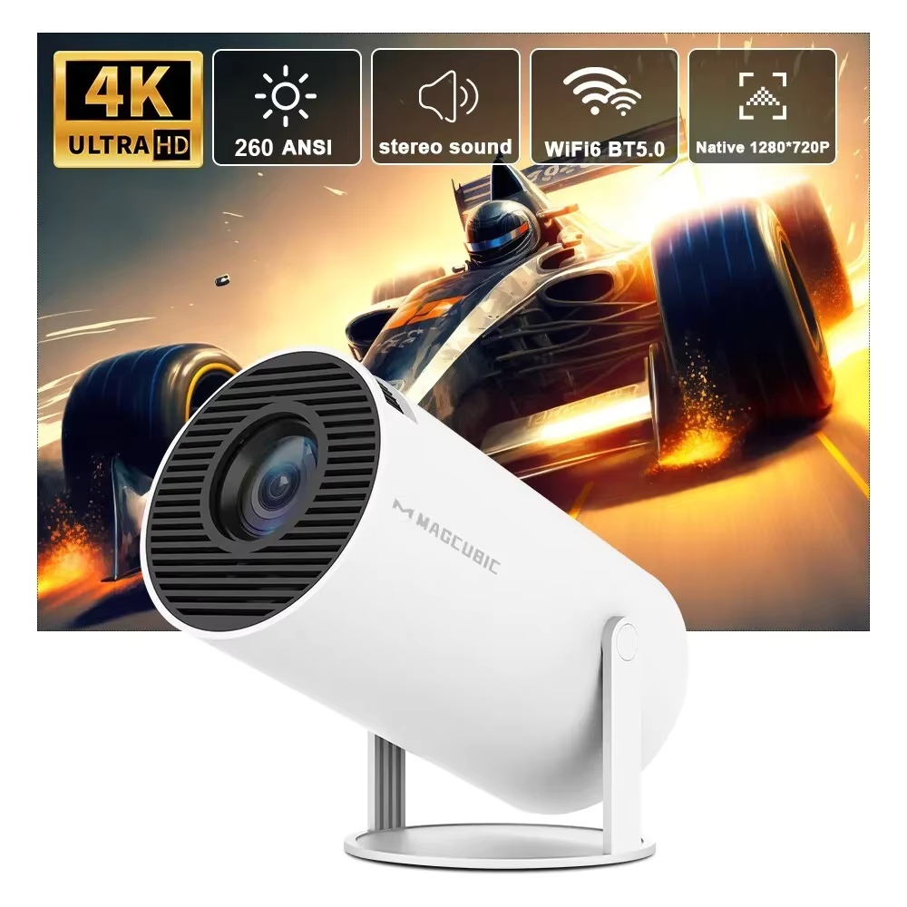 4K Wifi6 โปรเจคเตอร์ 260ANSI Android 14 Dual WIFI Allwinner H726 BT5.0 1280*720P Home Cinema กลางแจ้