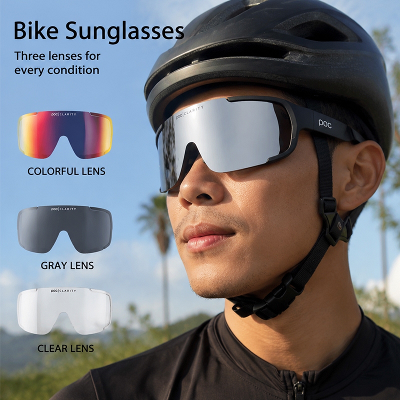 POC Aspire แว่นตาขี่จักรยาน MTB จักรยานเสือภูเขา 3 เลนส์แว่นตากีฬากลางแจ้งขี่แว่นตากันแดดผู้ชายผู้หญิงวิ่งตกปลาเดินป่าตาจักรยาน