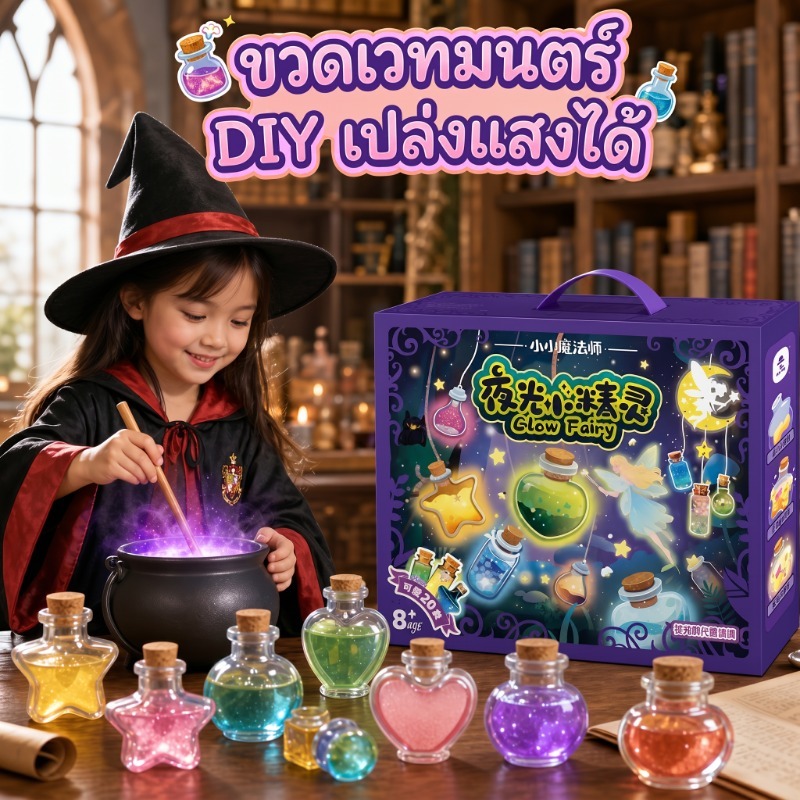 ชุดน้ำยาเวทมนตร์เรืองแสง DIY ของขวัญวันเกิดสำหรับเด็กอายุ 6-12 ปี ผสมสูตรทำเองได้ วัสดุปลอดภัยไร้สารพิษ | ของเล่น STEM สร้างสรรค์ไอเดีย