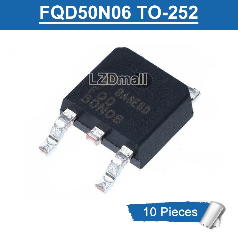 10pcs FQD50N06 FQD 50N06 TO-252 50A/60V N-Channel MOSFET ทรานซิสเตอร์ใหม่เดิม