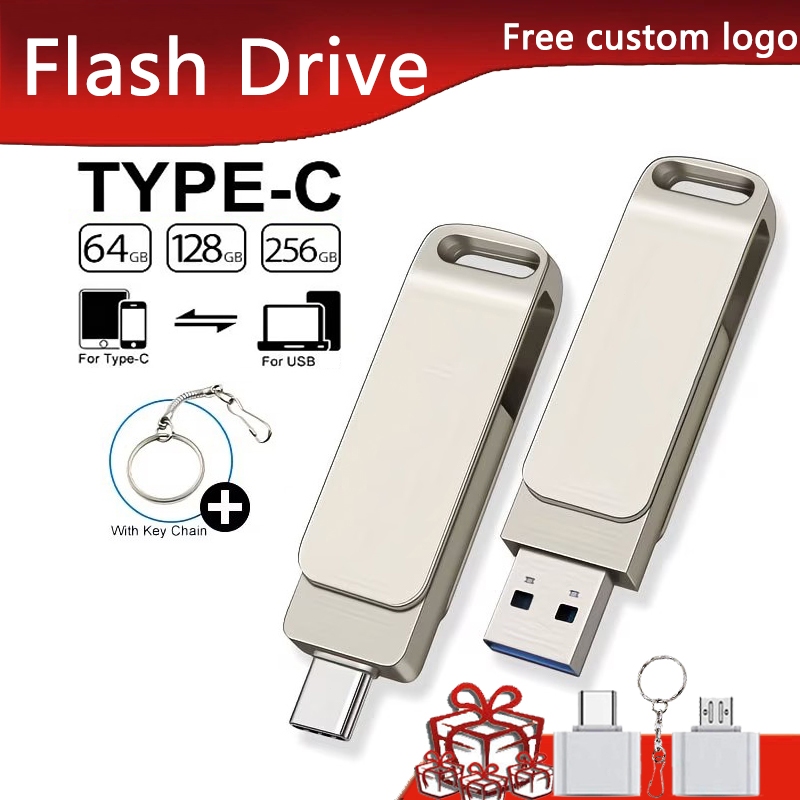 แฟลชไดรฟ์ความเร็วสูง USB3.2, อินเทอร์เฟซคู่ TYPE-C และ USB, รองรับโลโก้ที่กําหนดเอง, 2TB/1TB/512GB/256GB/128GB/32GB, เหมาะสําหรับ iPhone 15 ขึ้นไป, PC, iPad, Android