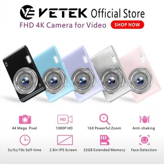 VETEK1 4K Digital Camera  Selfie Portable Digital Camera Portable Photography Mini Pocket Camera