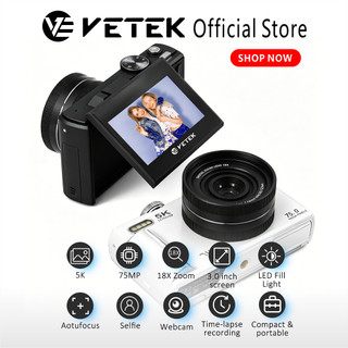 VETEK8-5K Camera 75MP Digital Camera 3.0Flip Screen 18X Digital Zoom Portable camera