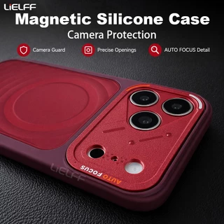 LiELFF เคสซิลิโคนแม่เหล็กสําหรับ iPhone 17 16 15 14 13 12 Pro max Plus ปลอกกันกระแทกป้องกันกล้องปกอ่อน