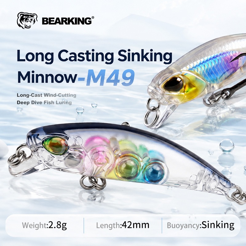 BEARKING ขายปลีกร้อนรุ่น A+ เหยื่อตกปลา 11 สีสําหรับเลือก Minnow Crank Shad 42mm 2.8g, Sinking 0.3-0.6m เหยื่อ nit