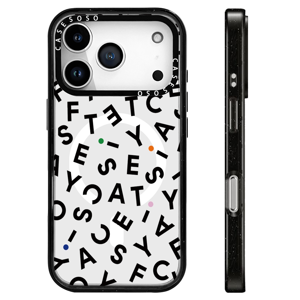 Screenful สติกเกอร์ตัวอักษรสีดําไร้สายชาร์จแม่เหล็กสําหรับ IPhone 17 Pro Max กรณี 17 AIR ฝาครอบอะคริลิคใส Hard กันกระแทกกันชนพร้อมบรรจุภัณฑ์