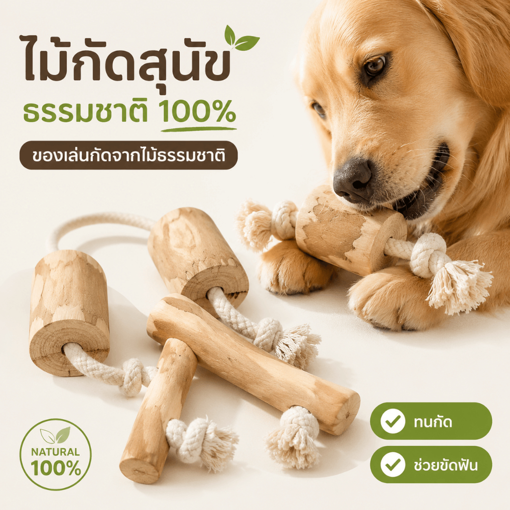 ไม้กัดสุนัขธรรมชาติ กาแฟไม้ ของเล่นสุนัข ช่วยขัดฟัน ลดเครียด ทนกัดได้ เหมาะสุนัขเล็กกลางใหญ่