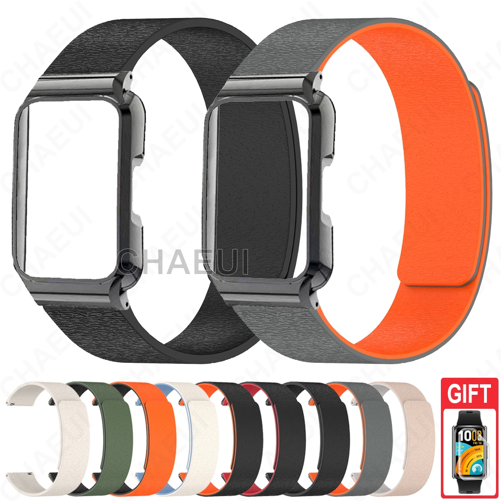 สายรัดข้อมือสายรัดซิลิโคนพร้อมเคสอุปกรณ์เสริมสร้อยข้อมือแม่เหล็กสําหรับ Huawei Band 11 / Huawei Band 11 Pro