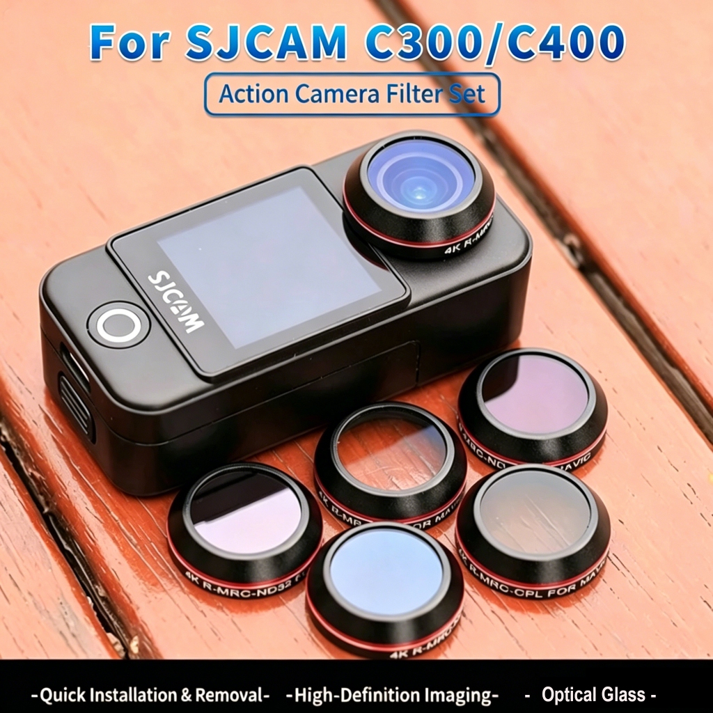 ชุดฟิลเตอร์สำหรับกล้องกีฬา SJCAM C300/C400, ฟิลเตอร์เลนส์ UV/CPL/ND8PL/ND16PL/ND32PL/ND64PL, ฟิล์มป้