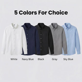 ผู้ชาย Slim Fit แขนยาว Oxford เสื้อลําลองเสื้อธุรกิจอย่างเป็นทางการ S-5XL Plus ขนาด