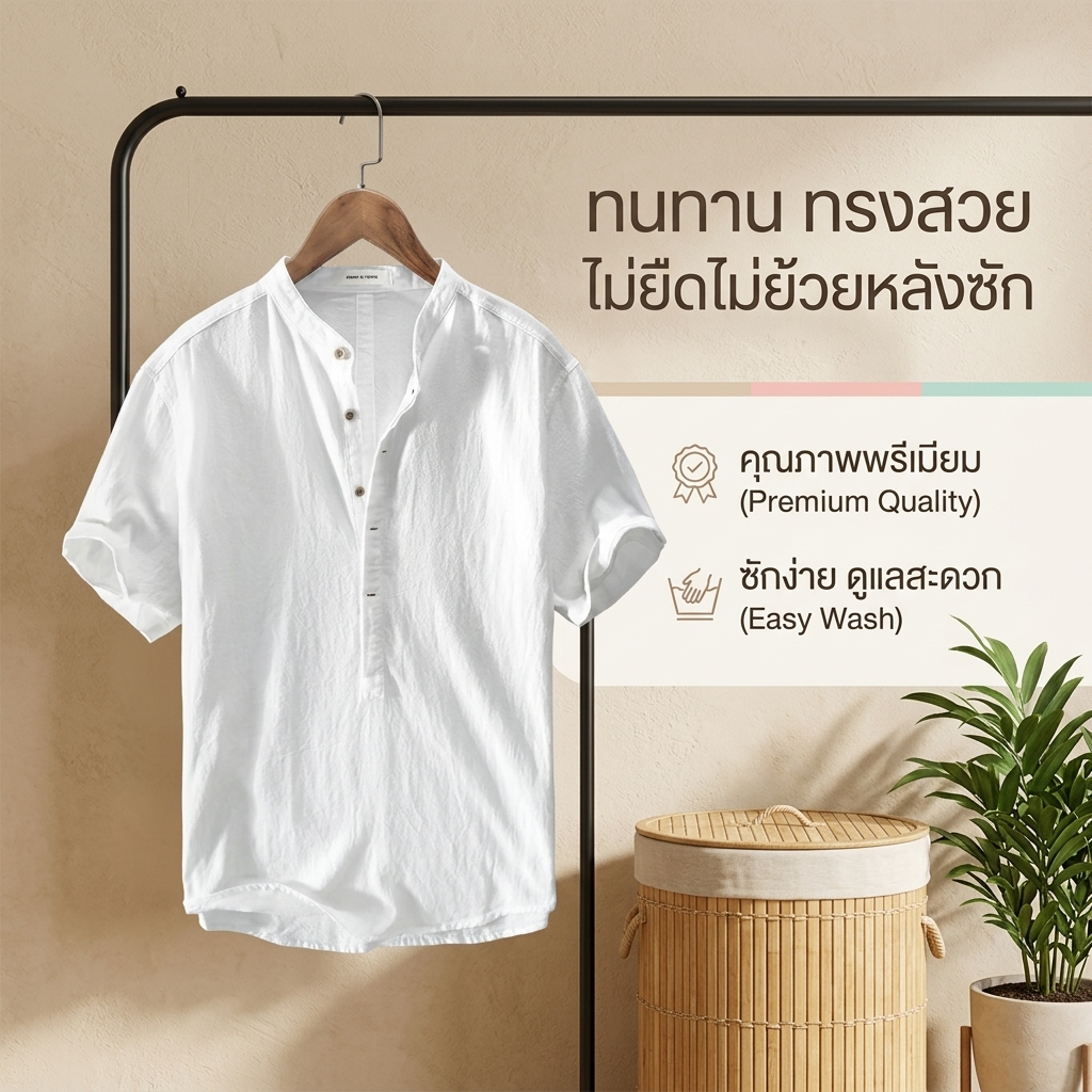 【ซัมเมอร์ฮิต】 เสื้อเชิ้ตแขนสั้นผู้ชายใหม่ ผ้าเย็นสบาย ทรงหลวมบางระบายดี ชุดลำลอง
