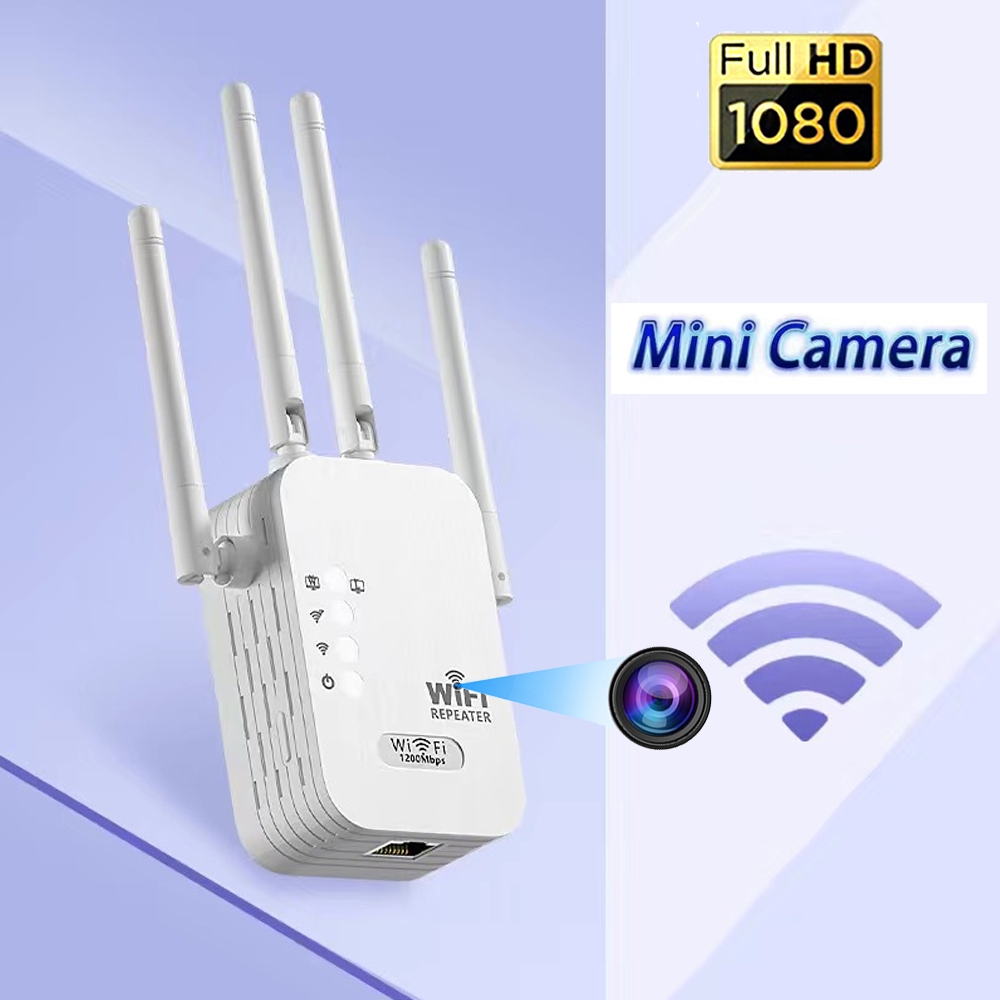 เครื่องทวนสัญญาณ WIFI พร้อมกล้องขนาดเล็ก 1080P HD IP เสียงไร้สายกล้องบันทึกวิดีโอ Home Security APP กล้องระยะไกลป้องกันการโจรกรรม