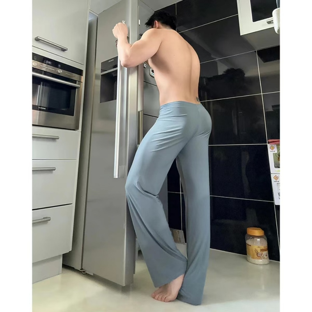 ผู้ชายผ้าไหมน้ําแข็งบาง กางเกงขาสั้นออกกําลังกาย ชุดนอนลําลอง