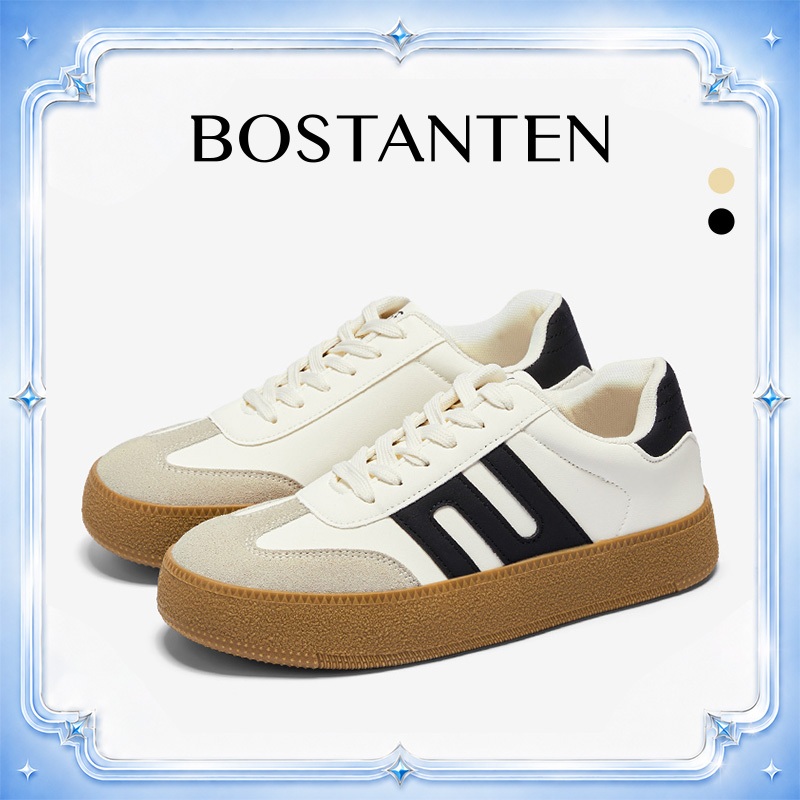 【สินค้าพร้อมส่งจากไทย】BOSTANTEN รองเท้าผ้าใบ GAT แพลตฟอร์มผู้หญิง สไตล์มินิมอล ทรงสวย ขาเรียว กันลื่น พื้นนุ่ม ใส่สบาย เดินทั้งวันไม่เมื่อย