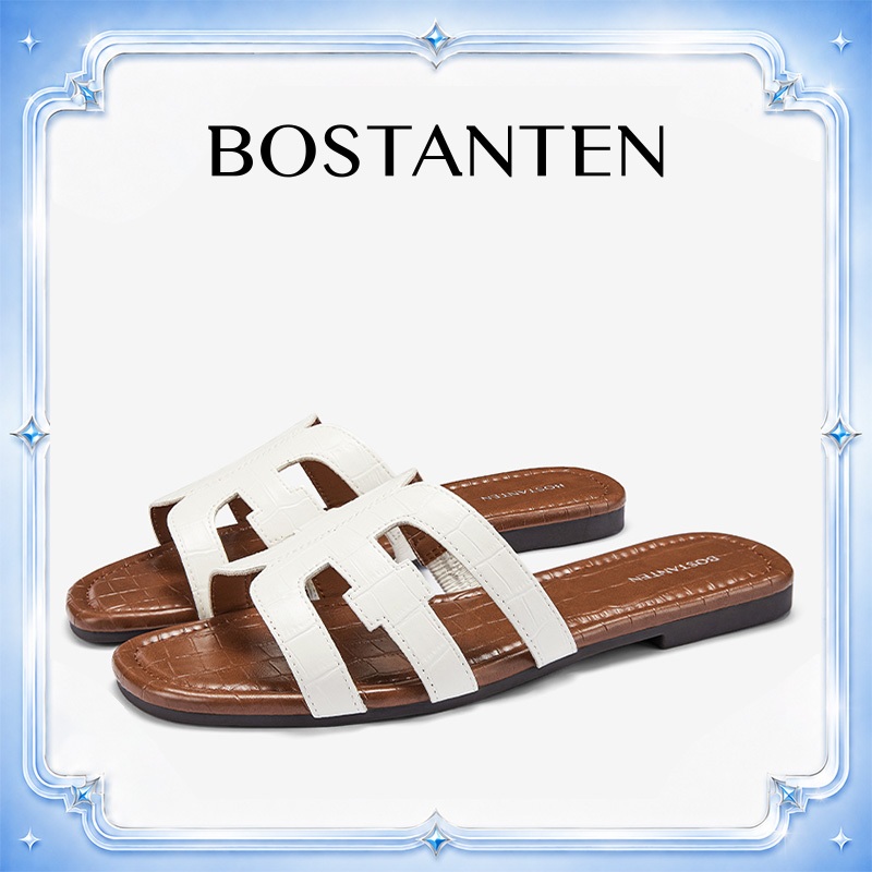 【สินค้าพร้อมส่งจากไทย】BOSTANTEN Volcana รองเท้าแตะส้นแบนผู้หญิง ดีไซน์ H-cut มินิมอล สวมใส่ง่าย พื้นนุ่ม กันลื่น ใส่สบายทั้งวัน