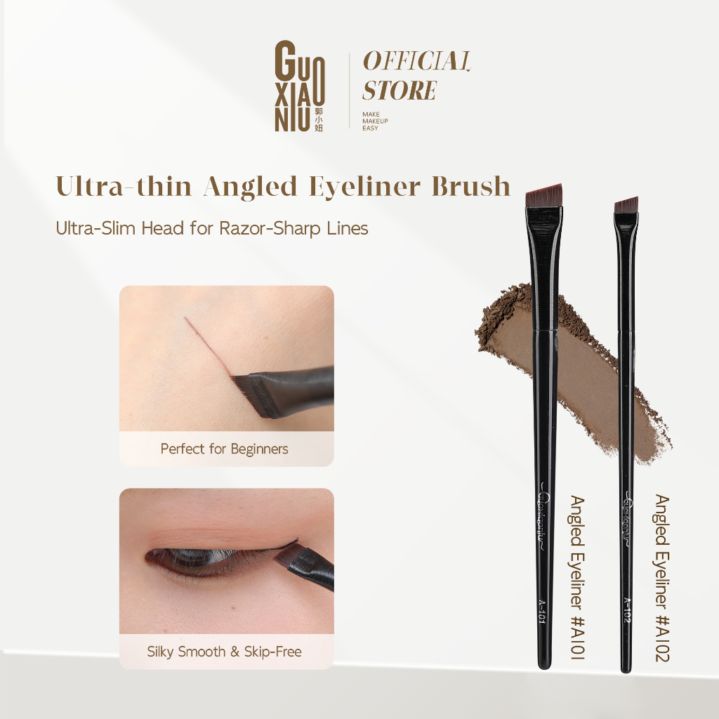 GUOXIAONIU Blade - Like Ultra - Thin Angled Brow & Liner Brush Set Precision Tool for Perfect Brows and Eyeliner Application