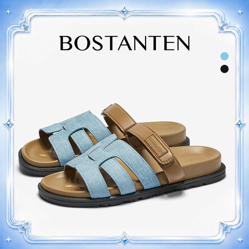 BOSTANTEN​ รองเท้าแตะลำลอง นุ่มสบาย รองรับเท้า ใส่ง่าย ทนทาน ดีไซน์ยีนส์ Aethel​ shoes