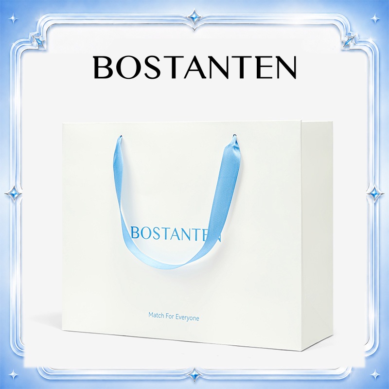 BOSTANTEN สวนผัก ถุงของขวัญกระดาษสีขาวสําหรับผู้หญิงที่หรูหรามีสไตล์ถุงบรรจุภัณฑ์ที่ทนทาน