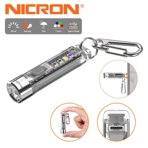 Nicron พวงกุญแจ K11 ไฟฉาย LED Mini Pocket Light ไฟฉาย Multi-Function 400Lumens พวงกุญแจกันน้ําไฟฉายสีขาว/อุ่น/UV/RGB/Rainbow แสงแม่เหล็กหางสําหรับกลางแจ้ง