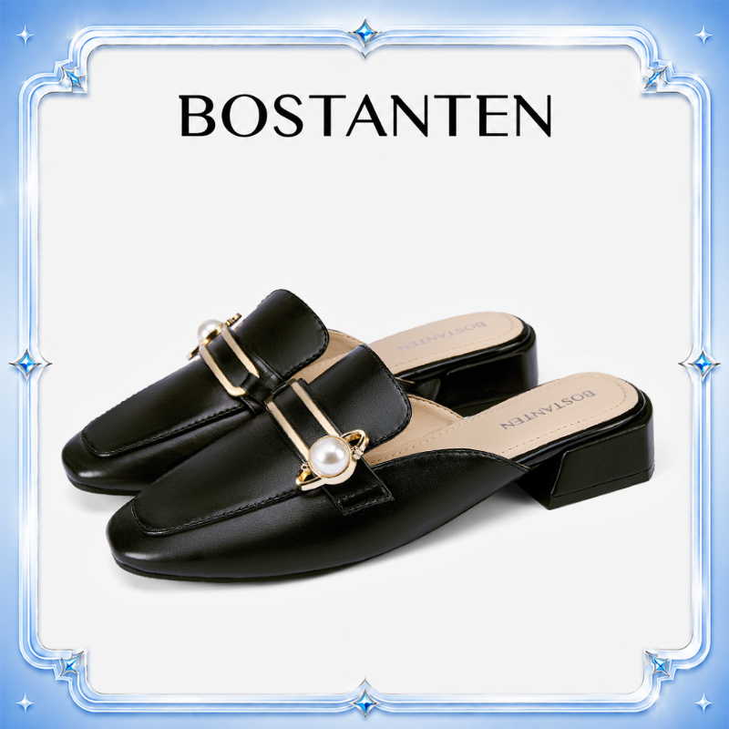 【Q-ไซส์ 36/38 】BOSTANTEN รองเท้า Mule ผู้หญิง หัวแหลม ดีไซน์แฟชั่น กันลื่น ใส่สบาย เหมาะสำหรับทุกวันและวันทำงาน