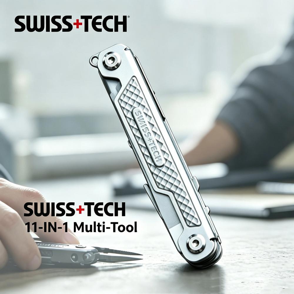 SWISS+TECH 11 IN 1 Multi-Tool Outdoor Pocket Mini Portable Tools เครื่องมืออเนกประสงค์พร้อมเลื่อย ไขควง,