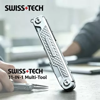 SWISS+TECH 11 IN 1 Multi-Tool Outdoor Pocket Mini Portable Tools เครื่องมืออเนกประสงค์พร้อมเลื่อย ไขควง,