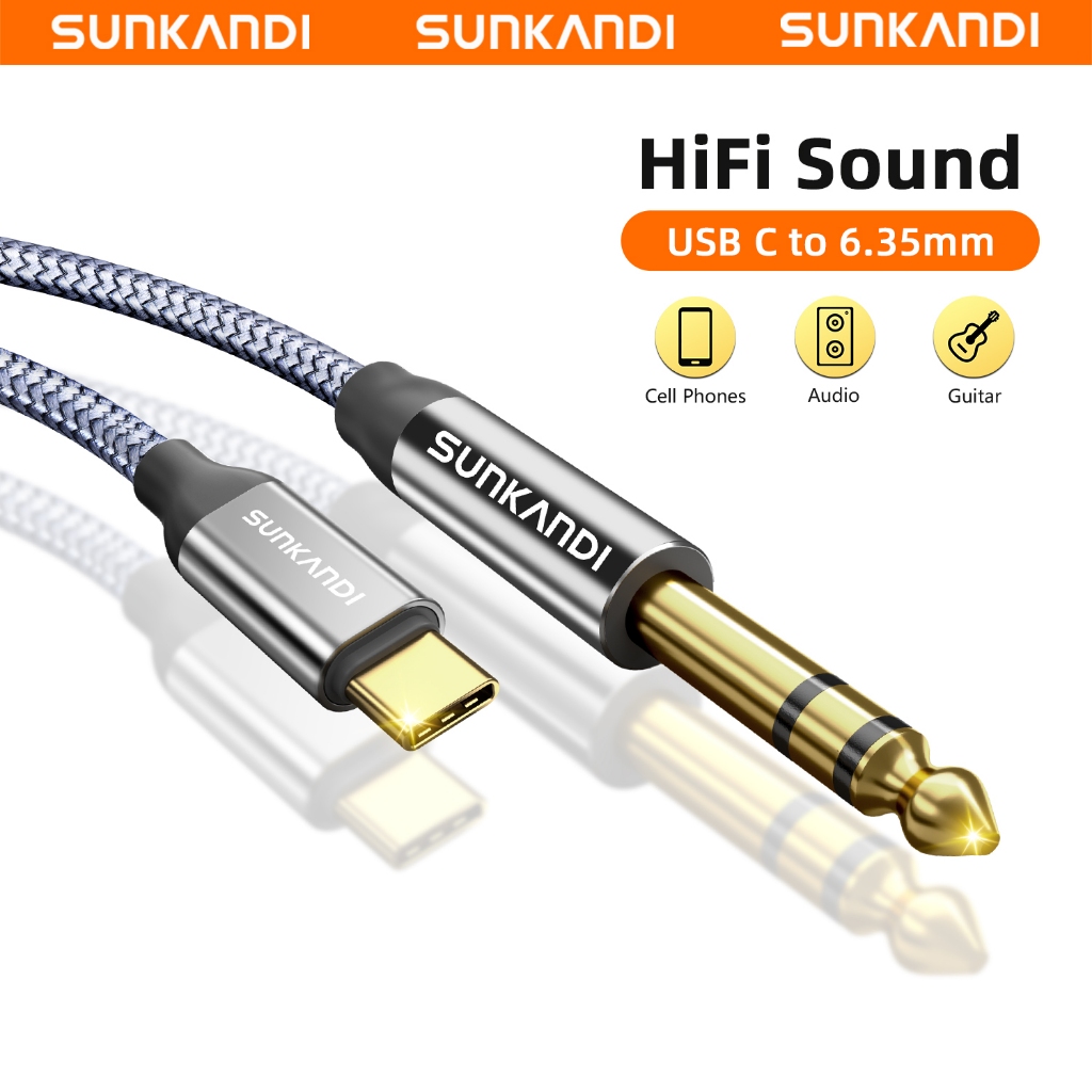 อะแดปเตอร์ SUNKANDI Type-C ถึง 6.35 มม., สาย USB-C ถึง 6.35 มม., สําหรับลําโพง/หูฟัง