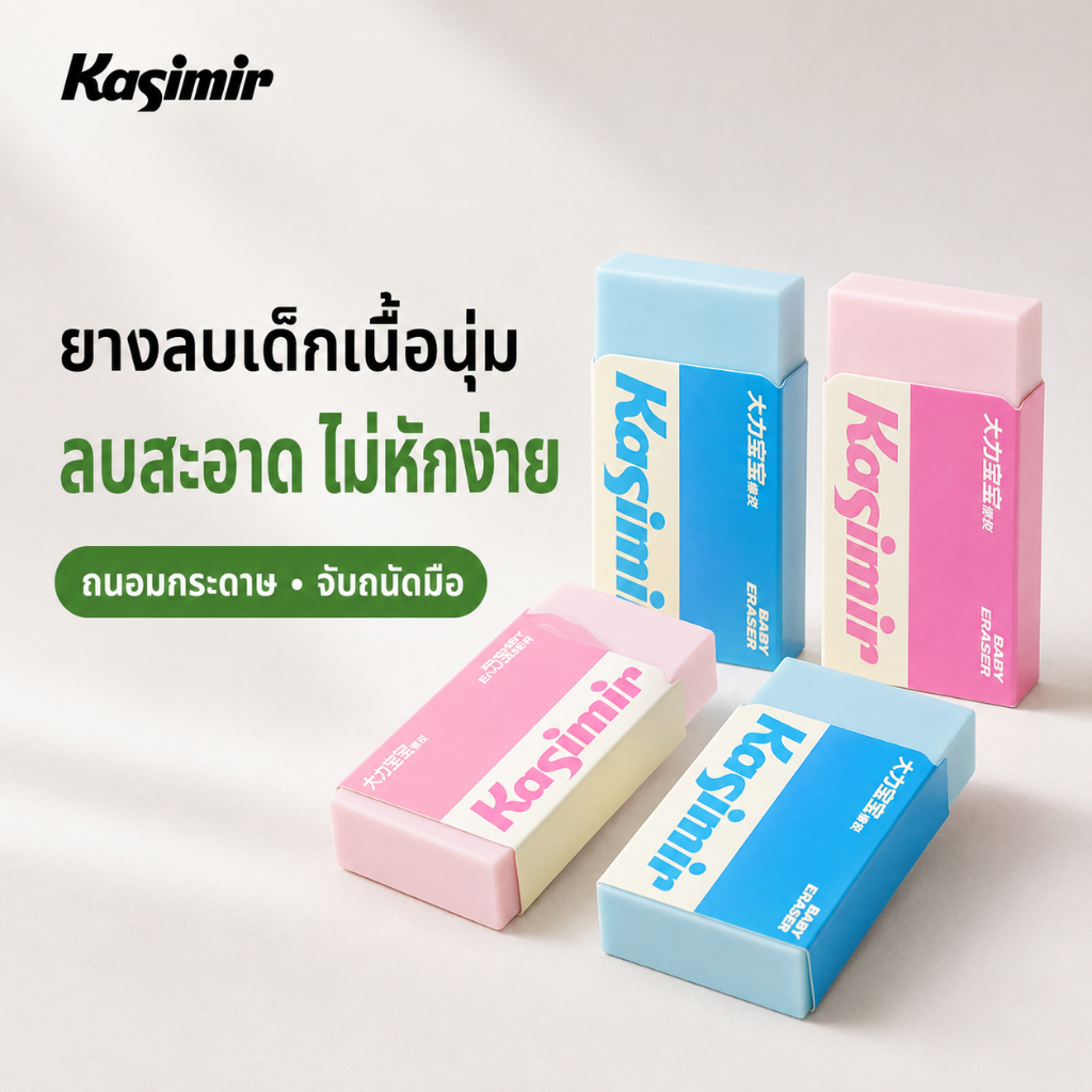 Kasimir Kasimir ยางลบ ลบสะอาดไร้รอยตกค้าง ปลอดสารพิษ ทนทาน สำหรับนักเรียน เครื่องเขียน
