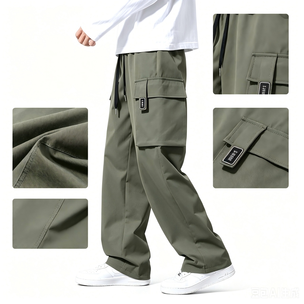 ผู้ชาย 2026 กางเกงแฟชั่นสบาย ๆ Drawstring ปรับยืดหยุ่นน้ำหนักเบาเดินทางทุกวันโลจิสติกรวดเร็ว