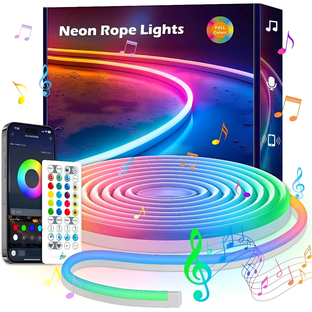 ไฟเส้น RGB RGBIC หลายสีพร้อมกัน 🌈 210 โหมดไฟ ไฟตกแต่งห้อง Rainbow Effect ตัดได้อิสระ