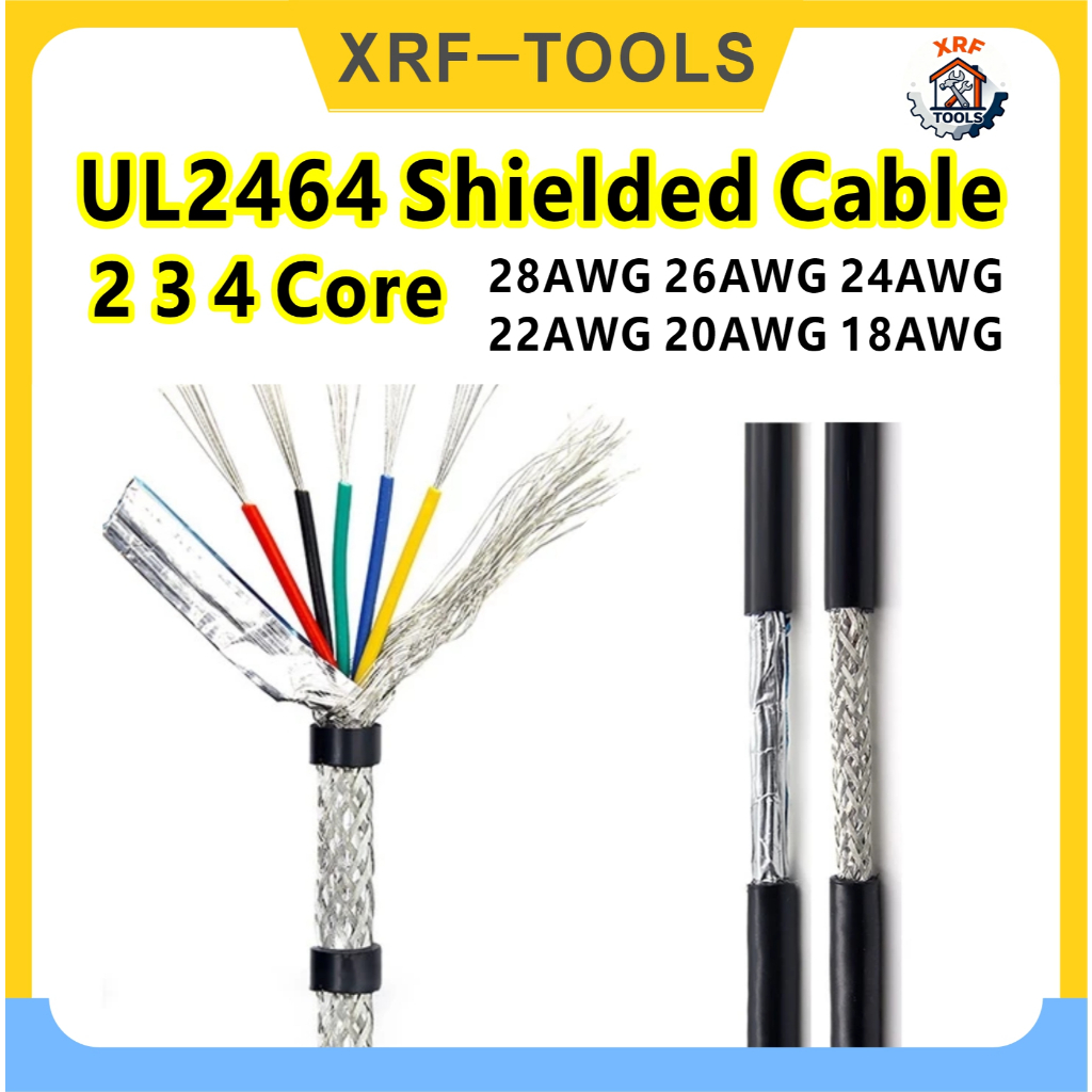 2Meter UL2464 Shielded Cable 28AWG-18AWG 2 3 4 Core Dual Isolation Control Cable Channel Audio Cable