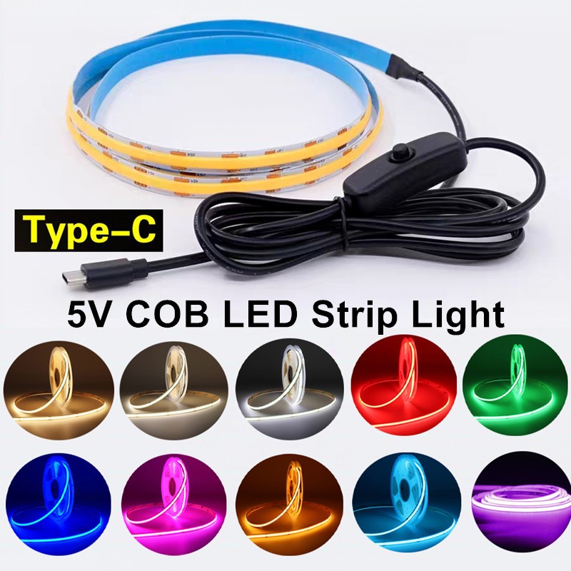 Type-C Port 5v ไฟ LED Strip พร้อมสวิตช์เปิด/ปิด ไฟเทปยืดหยุ่นตกแต่ง DIY กลางแจ้งแบบพกพาซึ่งขับเคลื่อนด้วยโทรศัพท์มือถือ Type-C ของคุณได้ (มีให้เลือก 10 สี)