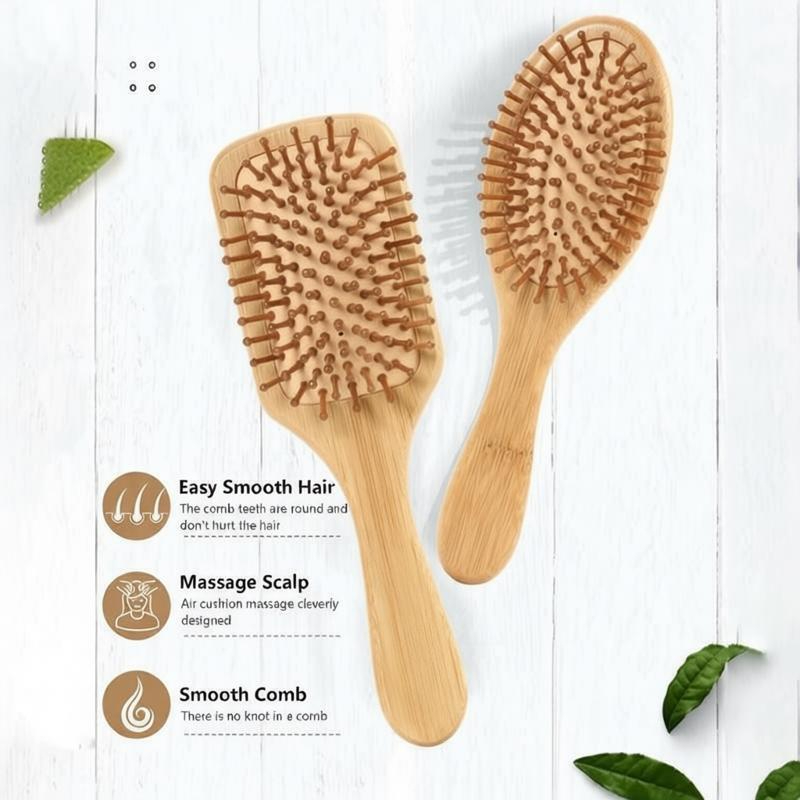 ม้ไผ่ไม้แปรงผมนวดหวีนวดหนังศีรษะสําหรับผม Growth Anti-Static Straightening แปรง Soft Beard เด็กแปรง