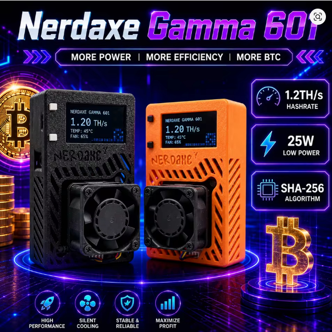 อัพเกรด Nerdaxe Gamma 601, 1.2TH/s Bitcoin Asic Solo Miner BTC Lottery Miner เปิดแหล่ง Bitcoin Miner